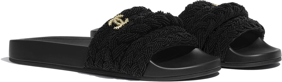 chanel mules pearls and lambskin